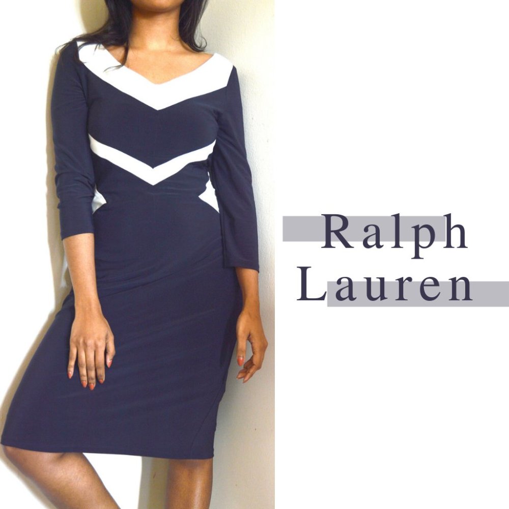 Navy White Dress for Back to Work